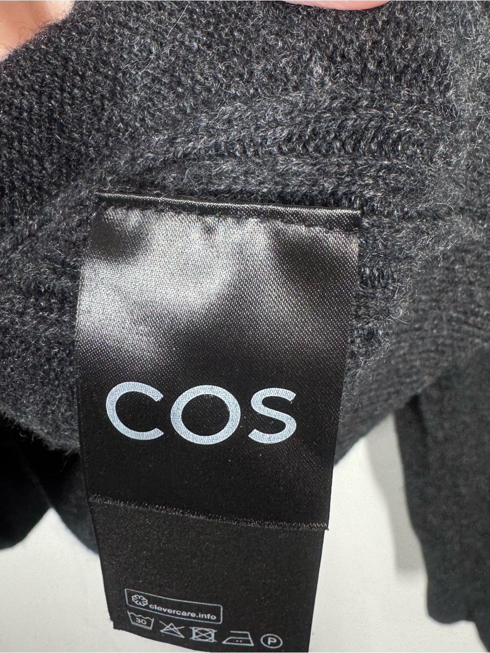 COS Jumper Womens Small Black Dark Gray Cashmere Luxury Crew Neck Knit Sweater - Picture 7 of 9
